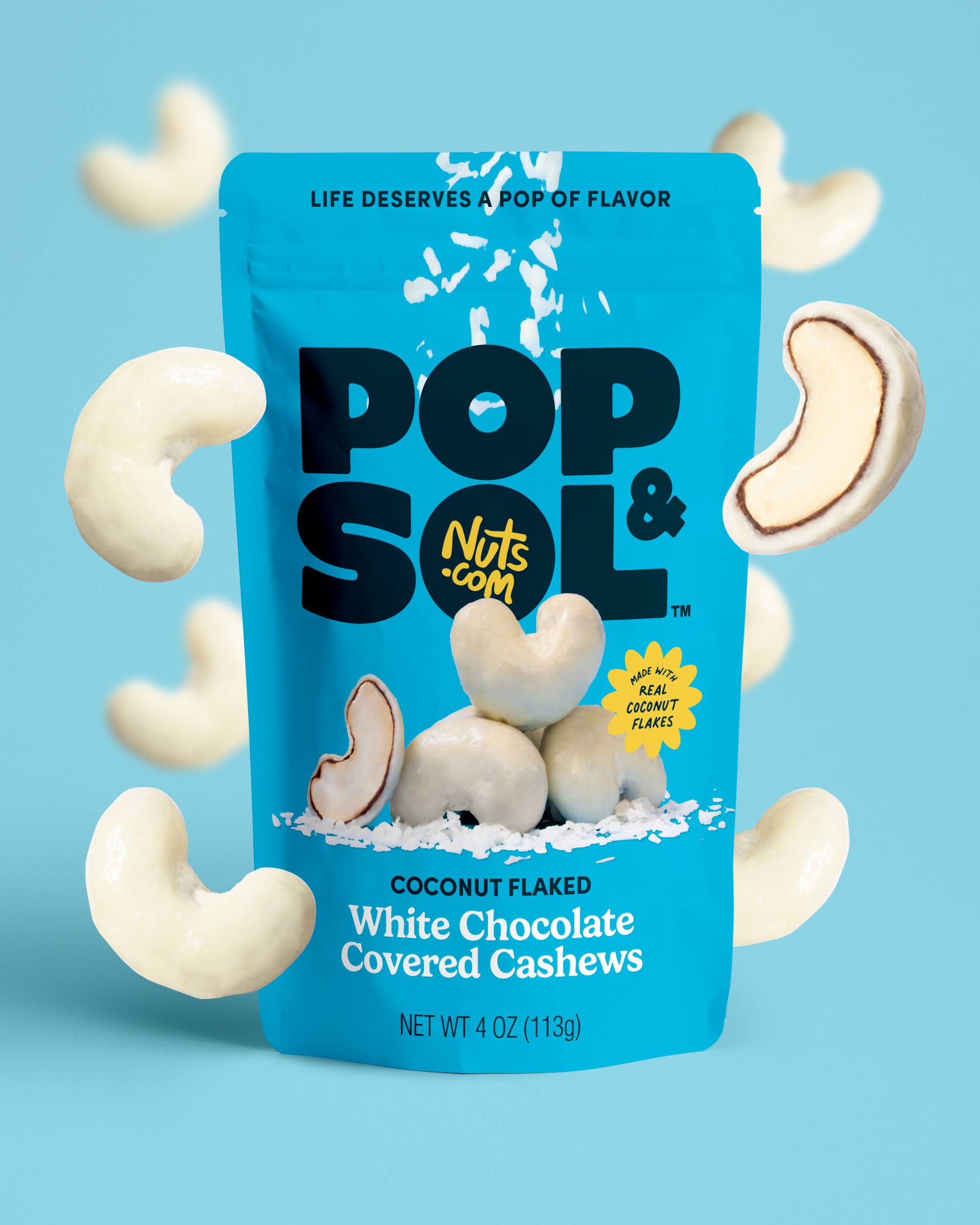 Coconut Flaked White Chocolate Cashews