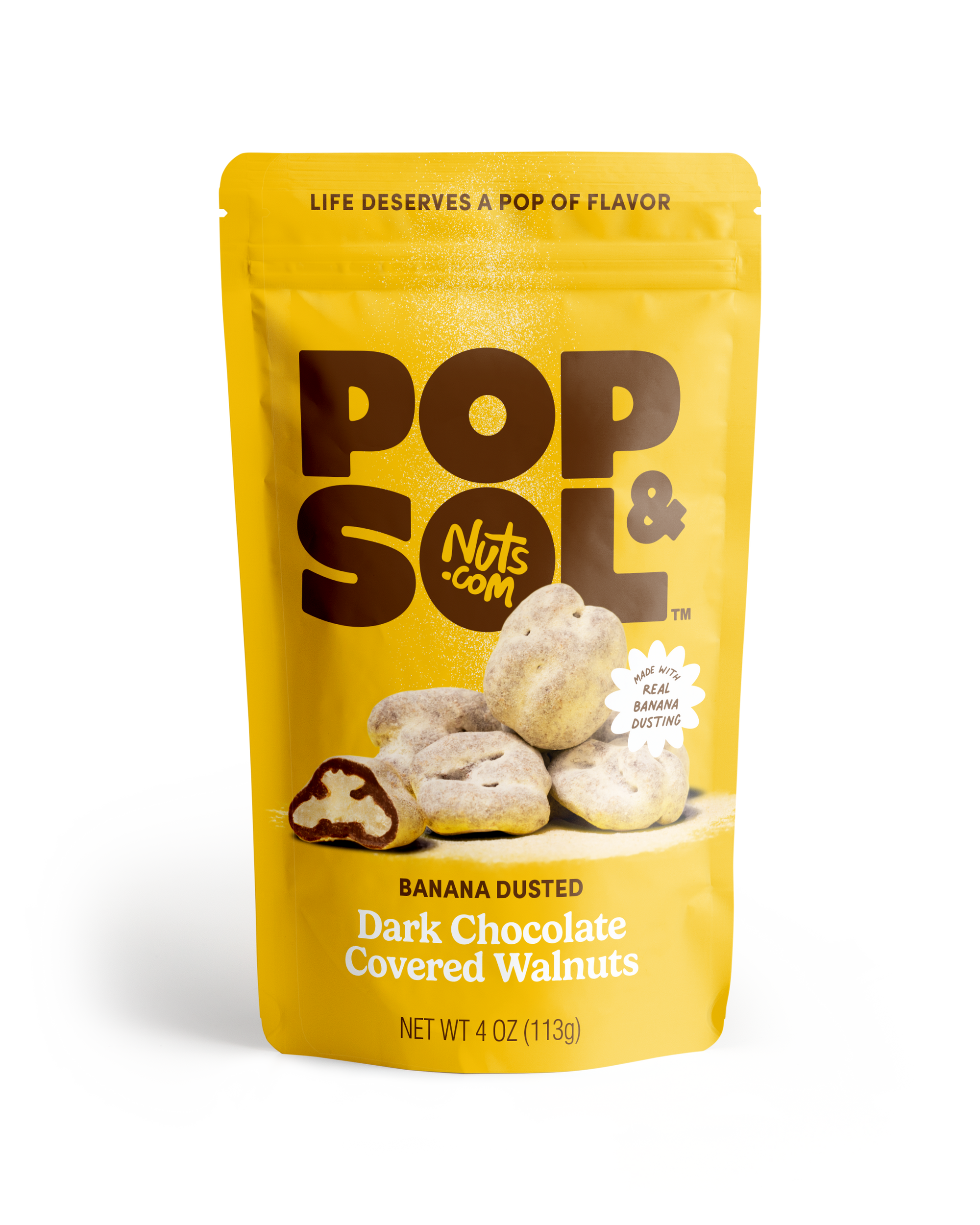 Banana Dusted Dark Chocolate Covered Walnuts