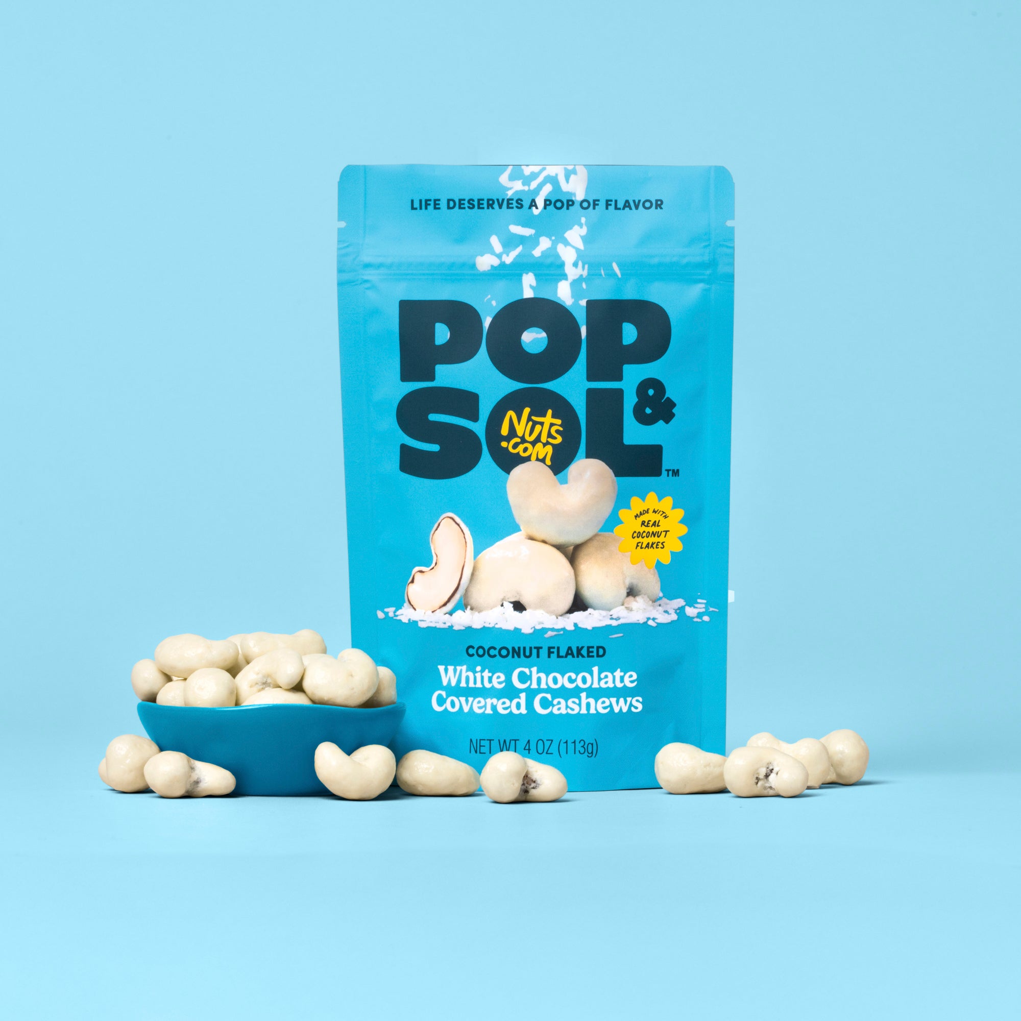Coconut Flaked White Chocolate Cashews